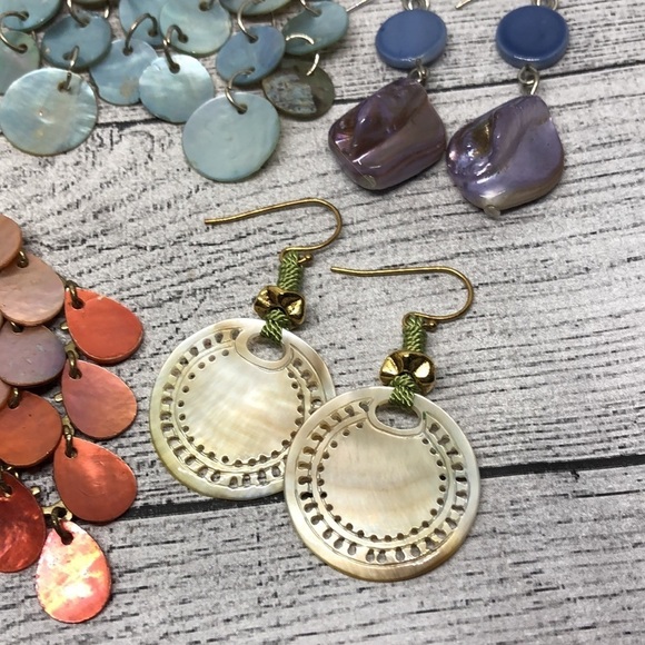 Bundle lot 8 seaside beach boho sea ocean shell mermaid jewelry dangle drop - Picture 3 of 8